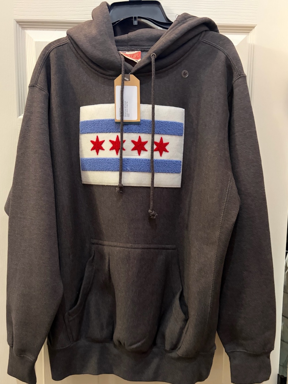 Pro-Weave Men's Charcoal Hoodie with Chicago Star Patch